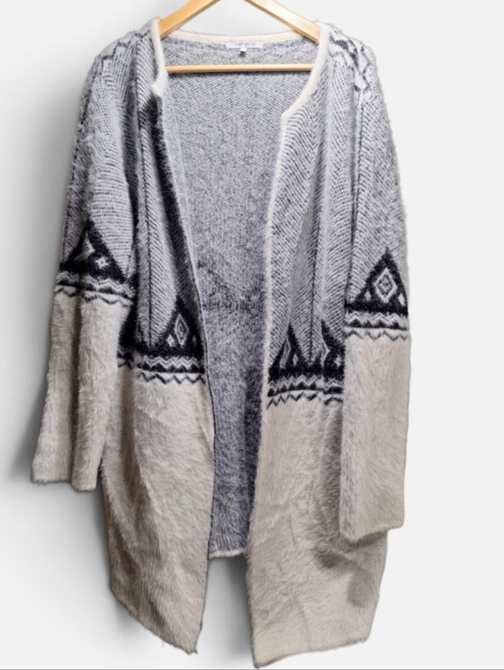 Venario Southwestern Fuzzy Cardigan Sweater Oversized XL Aztec Open Front Duster
